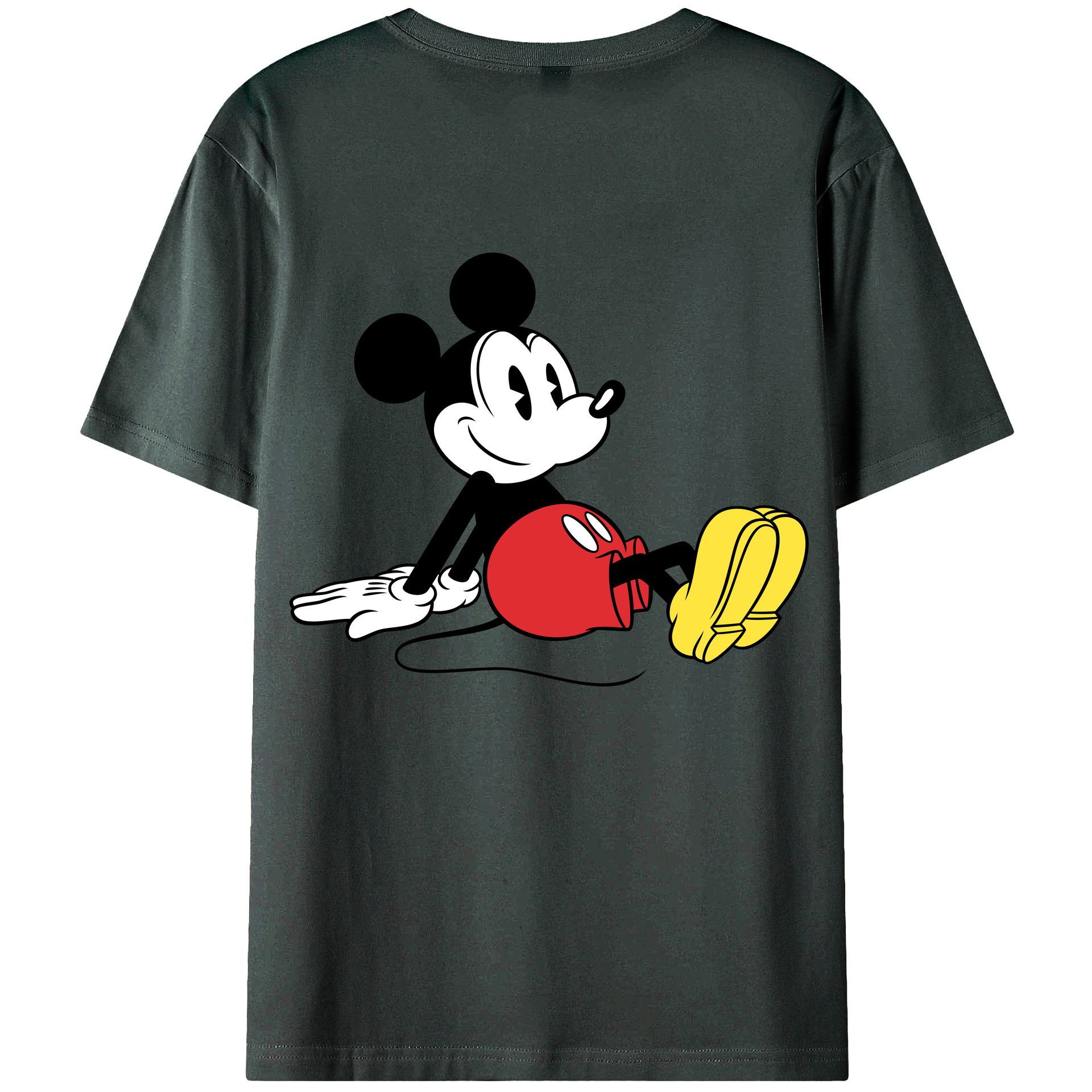 ミッキーマウス Mickey Mouse 綿100％ メンズ半袖Tシャツ（バックプリント） 通気性